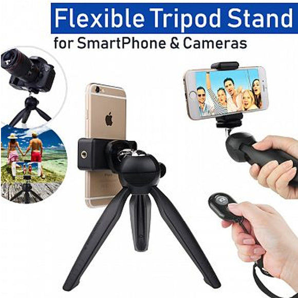 Mini Flexible Tripod Stand With Phone Holder Clip & Ball Head For Phone Digital DSLR Camera & Smartphone (1018) | 24HOURS.PK