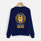 Man Machine Hero blue new Printed Round Neck Cotton Fleece Winter Sweatshirt for Unisex | 24HOURS.PK