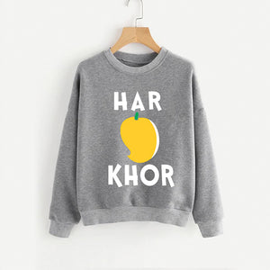 Har Aam Khor Grey new Printed Round Neck Cotton Fleece Winter Sweatshirt for Men | 24HOURS.PK