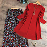 2 in 1 Kurti and Bootcut Trouser Set for Women & Girls Red & Blue LP-002