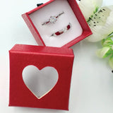 Pack of 2 Single Diamond Flower Design Ring With Heart Design Box For Her Gift or Engagement Silver 0864 | 24hours.pk