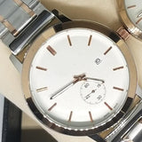 Simple Couple Watches Second With Date Ladies And Gents Pair White Dial With Light Golden & Silver Chain 97996 | Abdul Basit Janjee