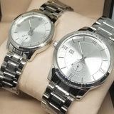 New Stylish Couple Watches Second With Date Ladies And Gents Pair Silver 97996 | Abdul Basit Janjee