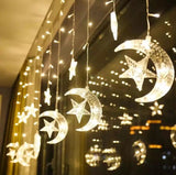 LED Islamic EID Ramadan Festival String LED Light Decoration Star Moon Outdoor String Lights Christmas Home Lamp Random.