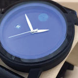 Simple Blue Rounded Watch With Black Belt | 24hours.pk