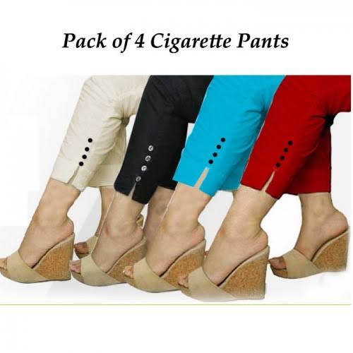 Pack of 4 Stylish Cigarette Pants for Her (005)
