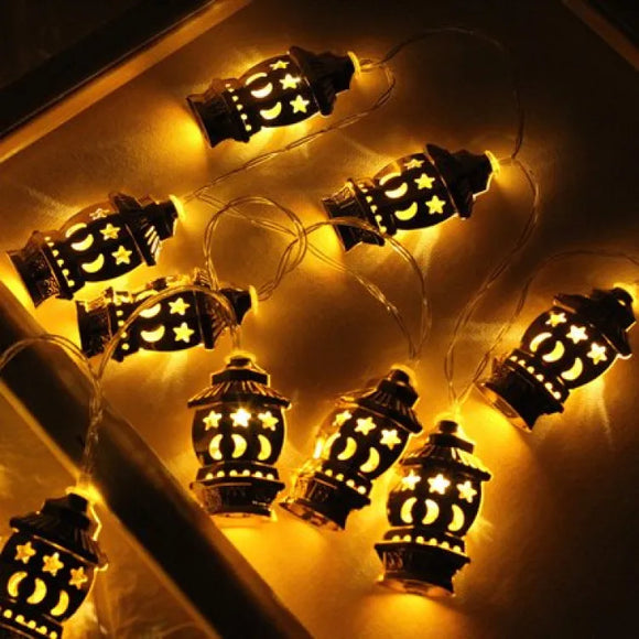 10 Led String Metallic Lights - Battery operated lights for Ramadan decorations