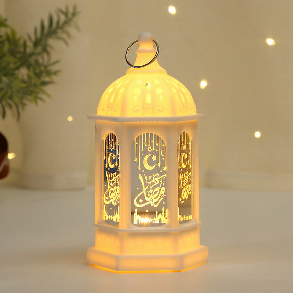 Retro Ramadan Electronic Night Light Mini Plastic Hexagonal Wind Lamp Electronic Decorate Ornament