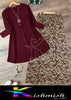 Kishmish Stylish 2 Piece Suit Plain Maroon Shirt And Printed Trouser