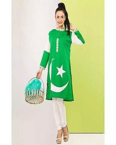 Independence Day Green N White Stylish Kurti