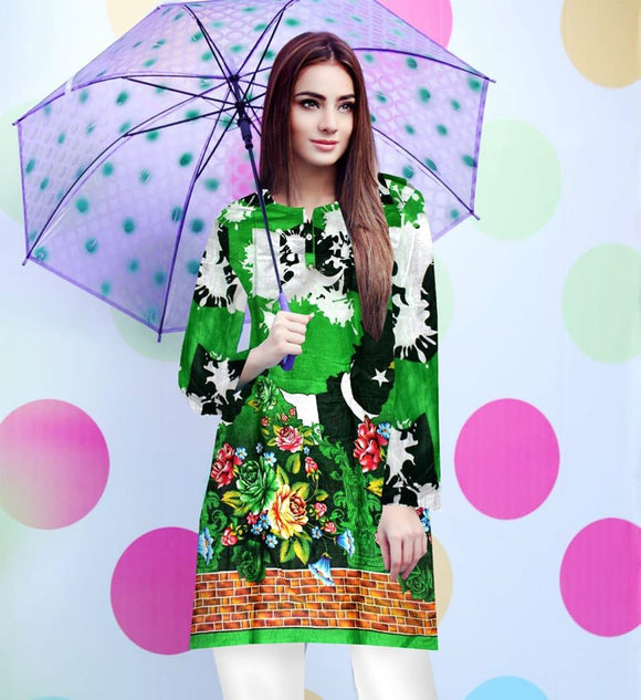 Latest Independence Creative Day Kurti For Her Green & White