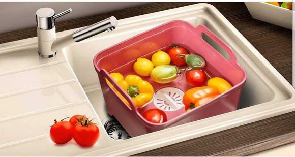 Limon Wash Tub with Drain Sink Basin Sink Basket Food washing Basket | 24hours.pk