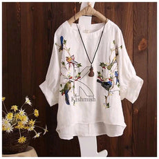Kishmish Elegant Bird Embroidered Kurti Top For Her