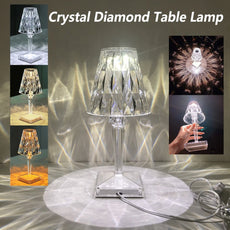 Diamond Table Lamp Acrylic Rechargeable LED Decor Desk Lamps USB Bedroom Bedside Bar Crystal Lighting Fixture Indoor Gift Light Random Design