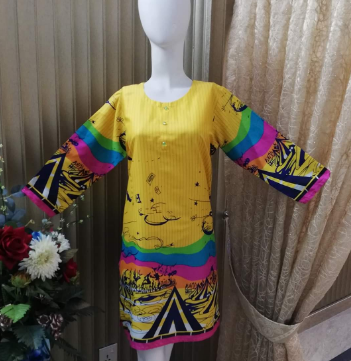 Printed Lawn Shirts Yellow & Rainbow Colors