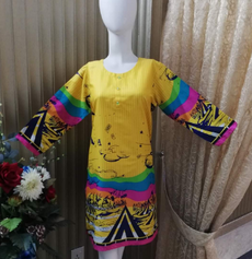 Printed Lawn Shirts Yellow & Rainbow Colors