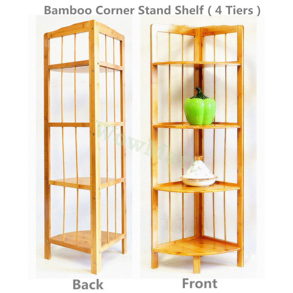 New Kitchen Home Decoration Furniture Bamboo Corner 4 Floor Stand Shelf | 24hours.pk