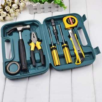 9Pcs Home Repairing Tool Set Kit Multi-functional Universal Precision Screwdriver Hammer Set Hardware Tool Kit Household Hand Tool Kit with Plastic Toolbox Storage Case (054) | 24HOURS.PK