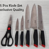 GFT 5 Pcs Stainless Steel Knife & 1 Pc Kitchen Scissor With Cutting Board (1024)