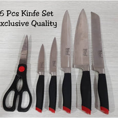 GFT 5 Pcs Stainless Steel Knife & 1 Pc Kitchen Scissor With Cutting Board (1024)