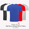 Pack of 5 - Short Sleeve Round Neck Cotton T-shirts for Men in Solid (0058) | 24HOURS.PK
