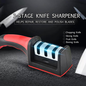 Kitchen Knife Sharpener 3 Stage Steel Ceramic Coated Kitchen Sharpening Tool Helps Repair and Polish Blades | 24HOURS.PK