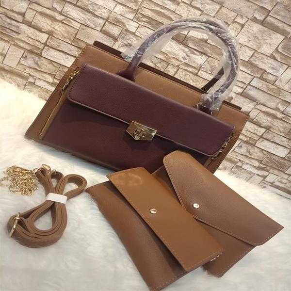 Luxury 3-Piece Women Bag Retro Style Shoulder Women Crossbody Bag, Brown | 24HOURS.PK