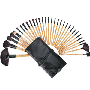 32 Pcs Professional Series Makeup Brush Set With Leather Pouch | 24HOURS.PK