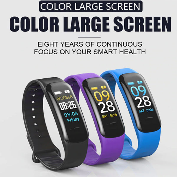 C1PLUS Smart Bracelet Smartwatch Android IOS Bluetooth Sports Waterproof Heart Rate Monitor Blood Pressure Measurement Touch Screen Stopwatch Pedometer Call Reminder Activity Tracker (1132) | 24HOURS.PK