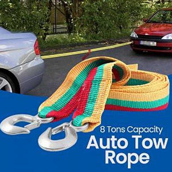 King Tools Auto Tow Rope Width 7.5 Cm Length 4 M, 8 Tons, Multicolor | 24HOURS.PK
