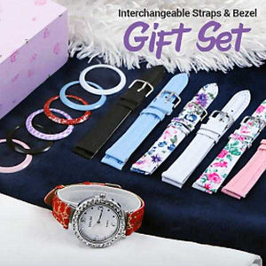Dial Multi-design Interchangeable Straps & Bezel Gift Set For Women | 24HOURS.PK