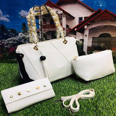 Stylish 3 Piece, Cross Body Women Hand Bag, White | 24HOURS.PK