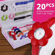 20Pcs Interchangeable Multi-Color Strap & Heart Shape Bezel Watch for Women | 24HOURS.PK