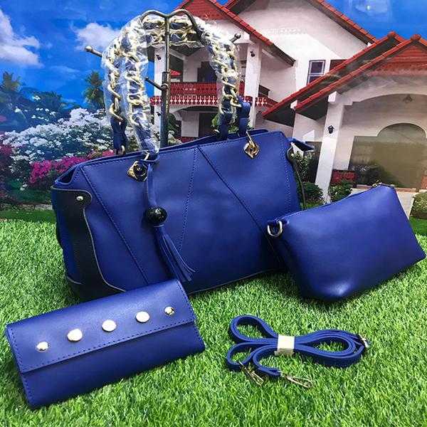 Stylish 3 Piece, Cross Body Women Hand Bag, Dark Blue | 24HOURS.PK