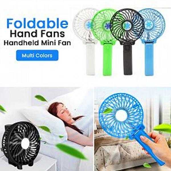 Foldable Hand Fans Battery Operated Rechargeable Handheld Mini Fan, Assorted Color | 24HOURS.PK