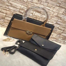 Luxury 3-Piece Women Bag Retro Style Shoulder Women Crossbody Bag, Cofee+Black | 24HOURS.PK
