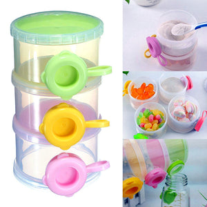 Random Color 3 Layer Baby Milk Feed Powder Dispenser Container Compartment Travel Bottle Storage Box (1128) | 24HOURS.PK