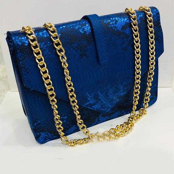 Women's Shoulder Chain Bag, Mini Square Bag, Blue | 24HOURS.PK
