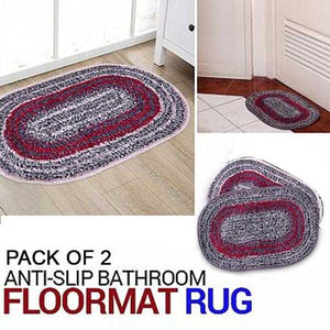 Pack Of 2, Multicolor Anti-slip Bathroom Floormat Rug | 24HOURS.PK
