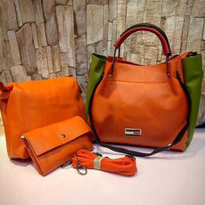 Women Leather Top Handle Bag  Shoulder for Women Cross body Bag Orange | 24HOURS.PK