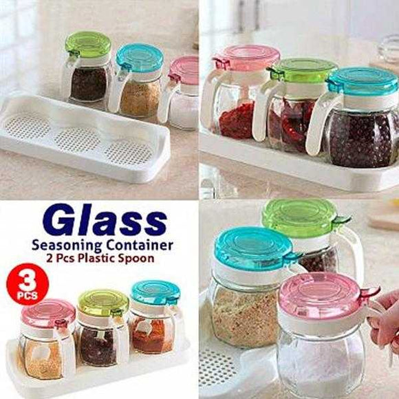 3 Pcs 300ML Glass Seasoning Container | 24hours.pk