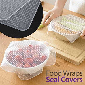 Stretch And Fresh 4 Pcs Re-Usable Silicon Food Wraps Kitchen Accessories Tools | 24HOURS.PK