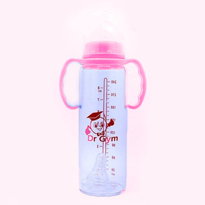 Pack of 2 Dr Gym Large Baby Feeding Bottle Transparent Pink | 24HOURS.PK