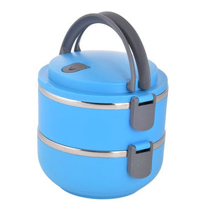 2 Layer Stainless Steel Round Lunch box | 24HOURS.PK