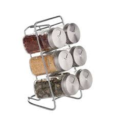 6 Stainless Steel Seasoning Condiment Jar Glass | 24hours.pk