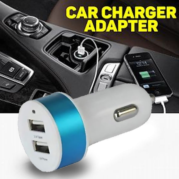 Car Charger Dual USB Port White and Blue | 24HOURS.PK