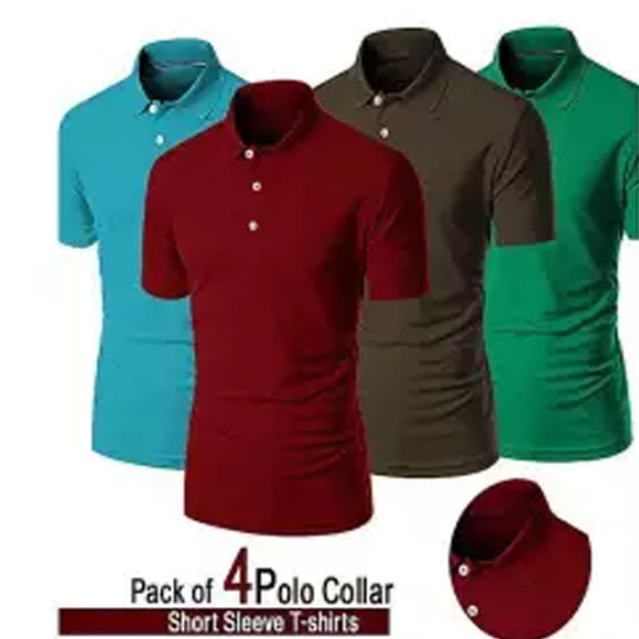 Pack of 4 Plain Polo Collar T-Shirt (1002) | 24HOURS.PK