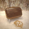 Multipurpose Metallic Mesh Hollow Handbag D2 Brown | 24HOURS.PK