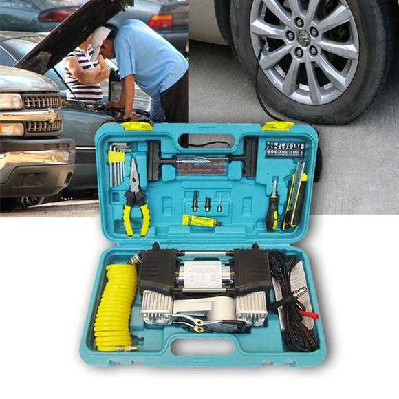 Car Air Compressor Double With Tools | 24HOURS.PK