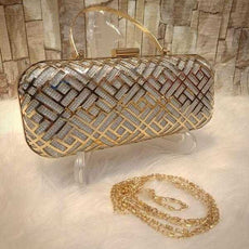 Multipurpose Iron Mesh Hollow Handbag Silver+Golden | 24HOURS.PK